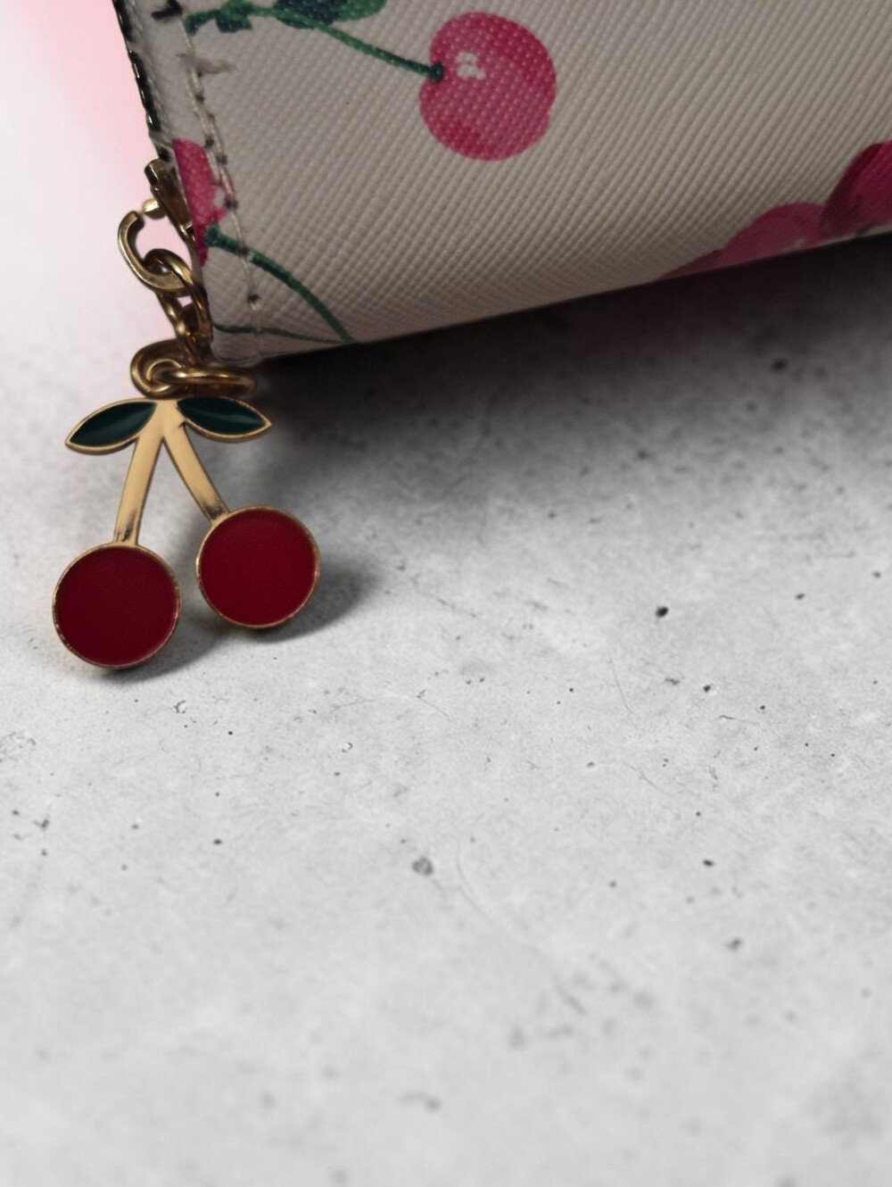Rockin' Cherries Zip Wallet & Bling Cherry Bag Charm Keychain Set - Picture 5 of 8
